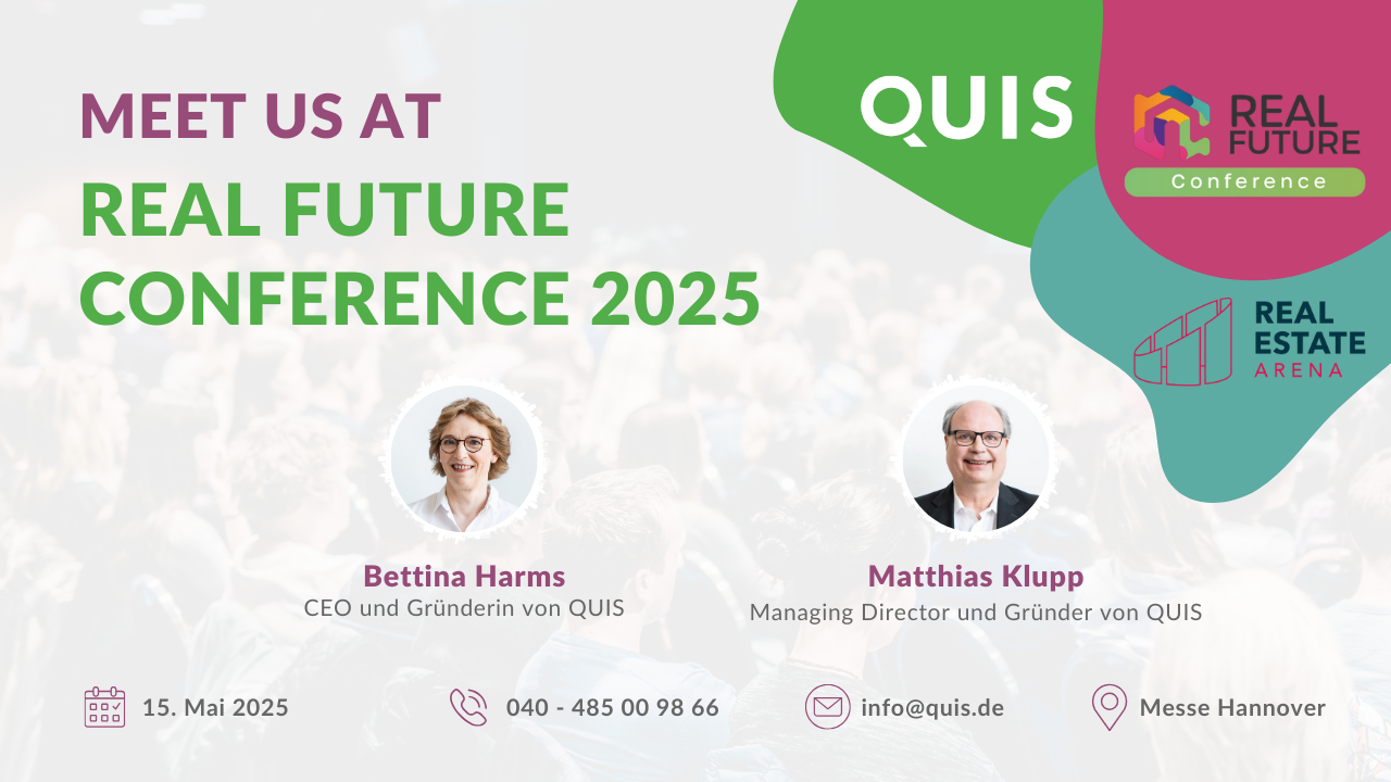 QUIS auf der REAL FUTURE CONFERENCE 2025 mit Bettina Harms und Matthias Klupp, 14.–15. Mai 2025, Messe Hannover