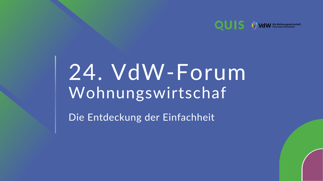 Banner des 24. VdW-Forum Wohnungswirtschaft 2025 mit dem Motto „Die Entdeckung der Einfachheit“ in Düsseldorf